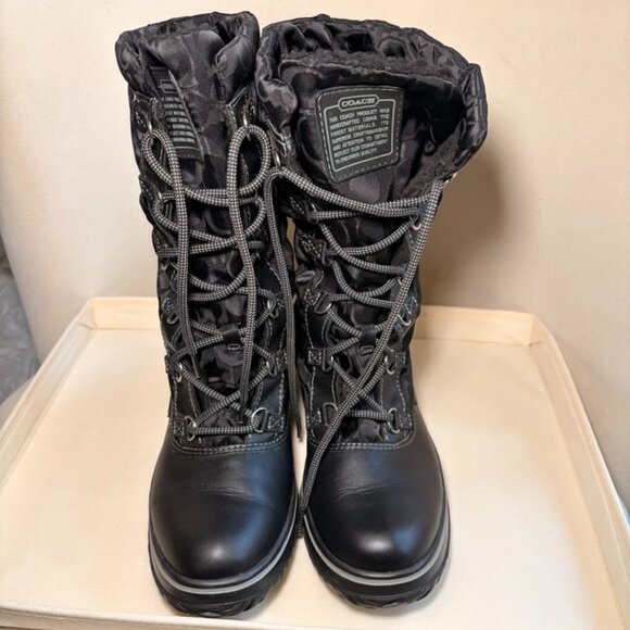 COACH SHAINE Black Nylon Winter Boots, Size 8.5 - Picture 2 of 6